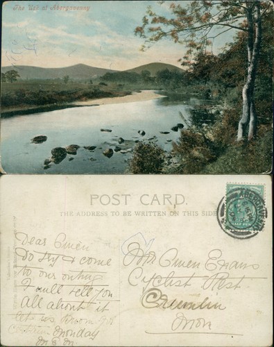 Postcard abergavenny river usk - postcard,